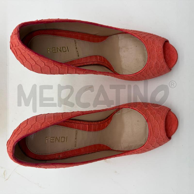 DECOLLETE FENDI CORALLO OPEN TOE NABUK ST RETTILE TACCO MONOGRAM | Mercatino dell'Usato Corbetta 3