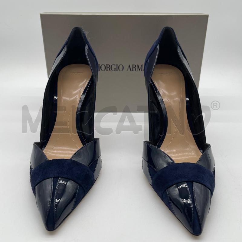 DECOLLETE GIORGI ARMANI BLU STRISCE VERNICE PELLE | Mercatino dell'Usato Corbetta 1