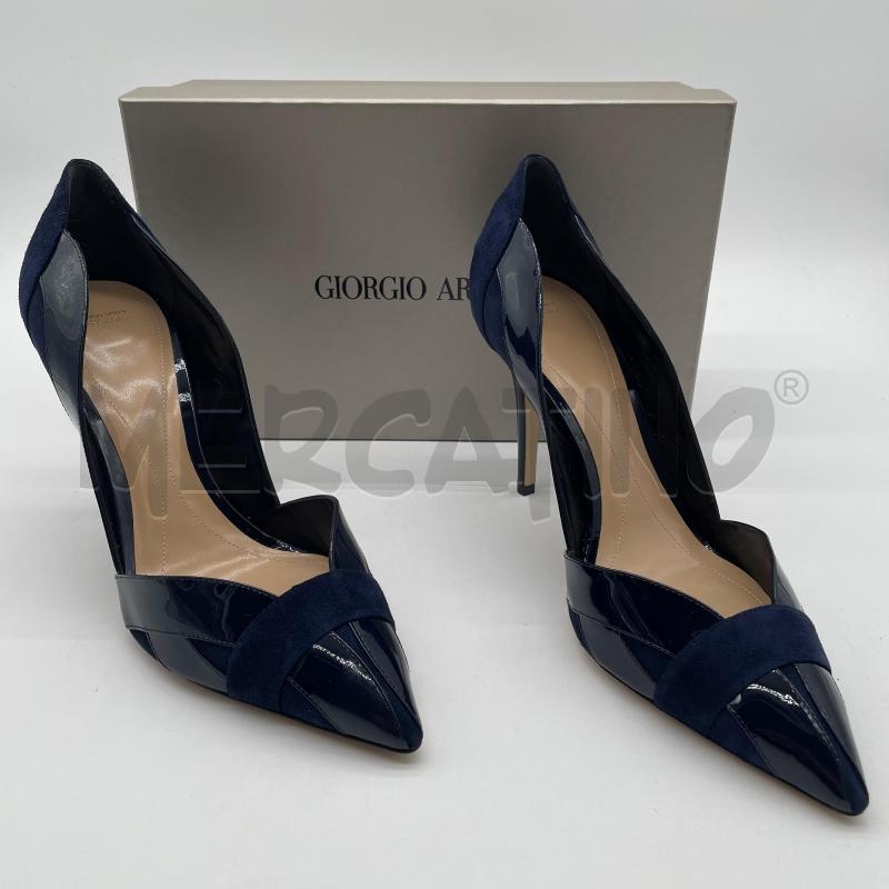 DECOLLETE GIORGI ARMANI BLU STRISCE VERNICE PELLE | Mercatino dell'Usato Corbetta 2