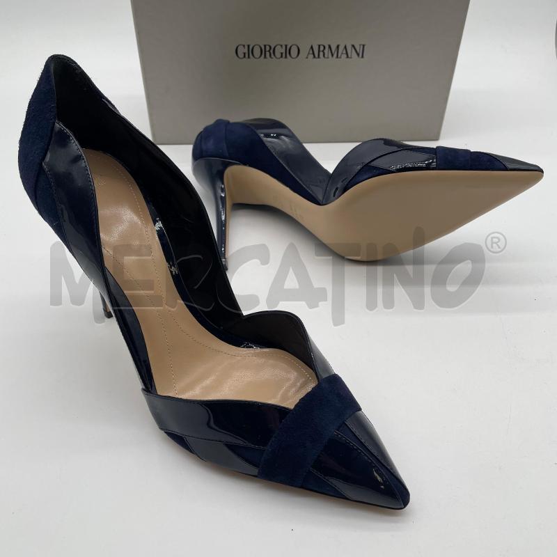 DECOLLETE GIORGI ARMANI BLU STRISCE VERNICE PELLE | Mercatino dell'Usato Corbetta 5