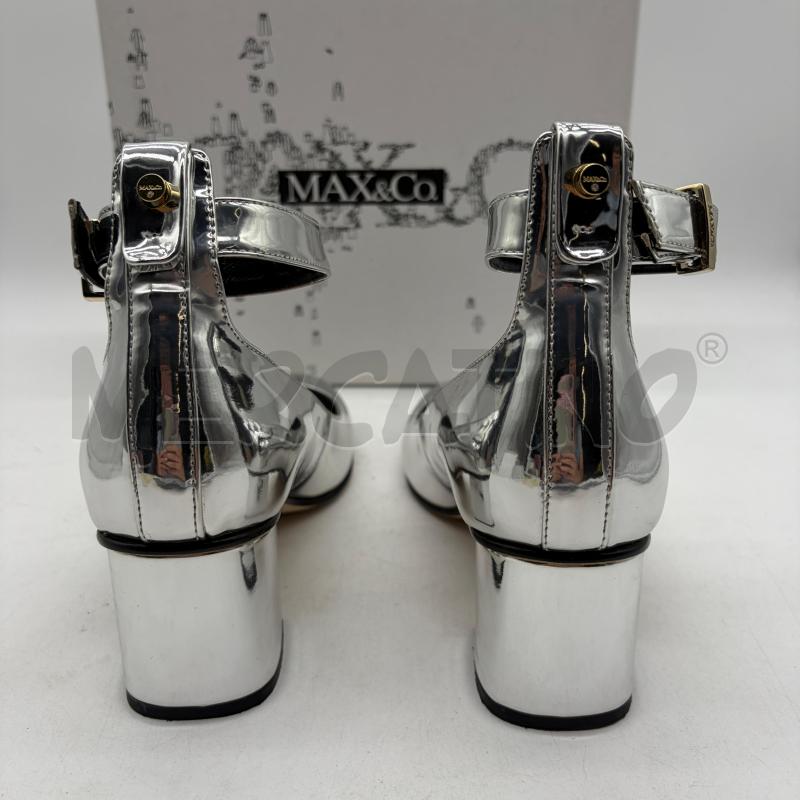 DECOLLETE MAX & CO ARGENTO EFF SPECCHIO CINTURINO TACCO QUADR | Mercatino dell'Usato Corbetta 3
