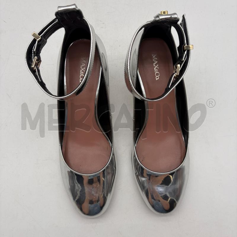 DECOLLETE MAX & CO ARGENTO EFF SPECCHIO CINTURINO TACCO QUADR | Mercatino dell'Usato Corbetta 4