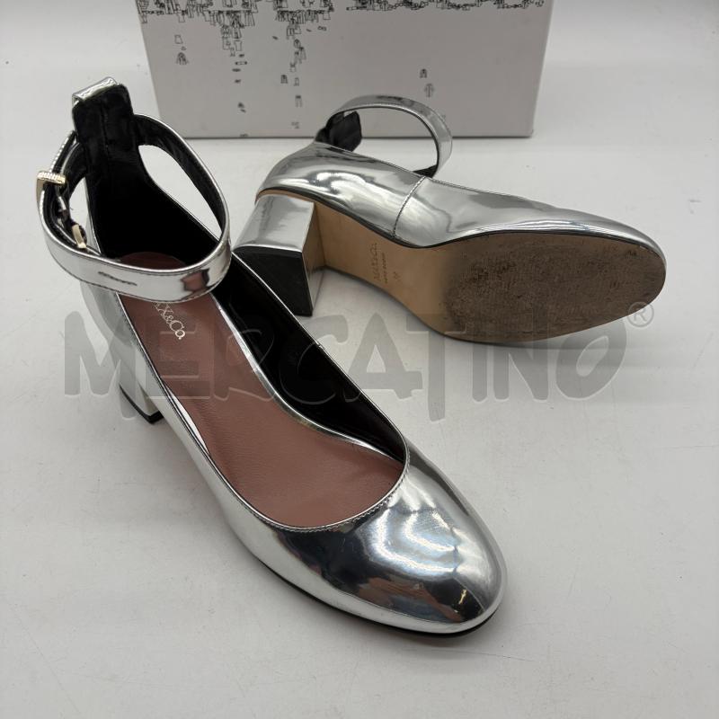 DECOLLETE MAX & CO ARGENTO EFF SPECCHIO CINTURINO TACCO QUADR | Mercatino dell'Usato Corbetta 5