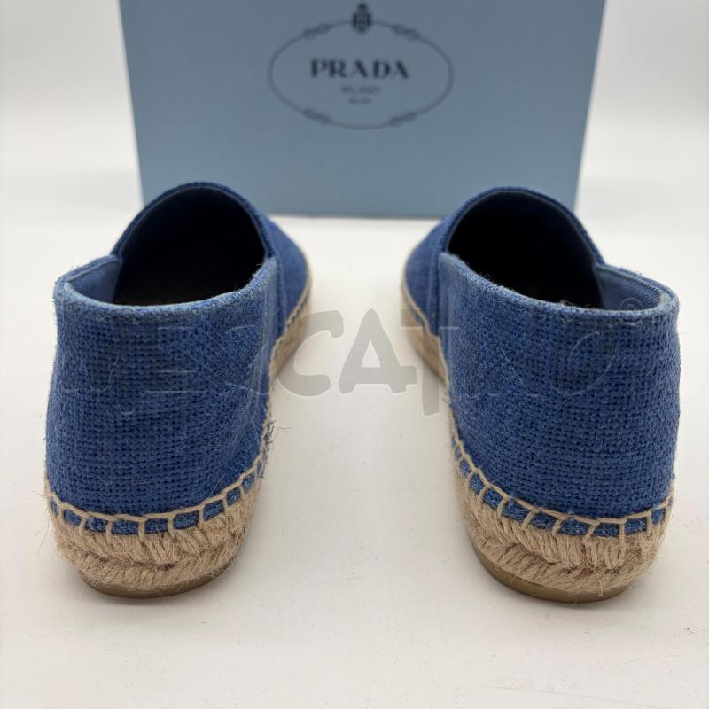 ESPADRILLAS DONNA PRADA AZZURRO LINO LOGO CUC | Mercatino dell'Usato Corbetta 3