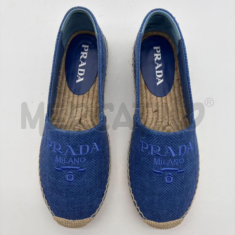 ESPADRILLAS DONNA PRADA AZZURRO LINO LOGO CUC | Mercatino dell'Usato Corbetta 4