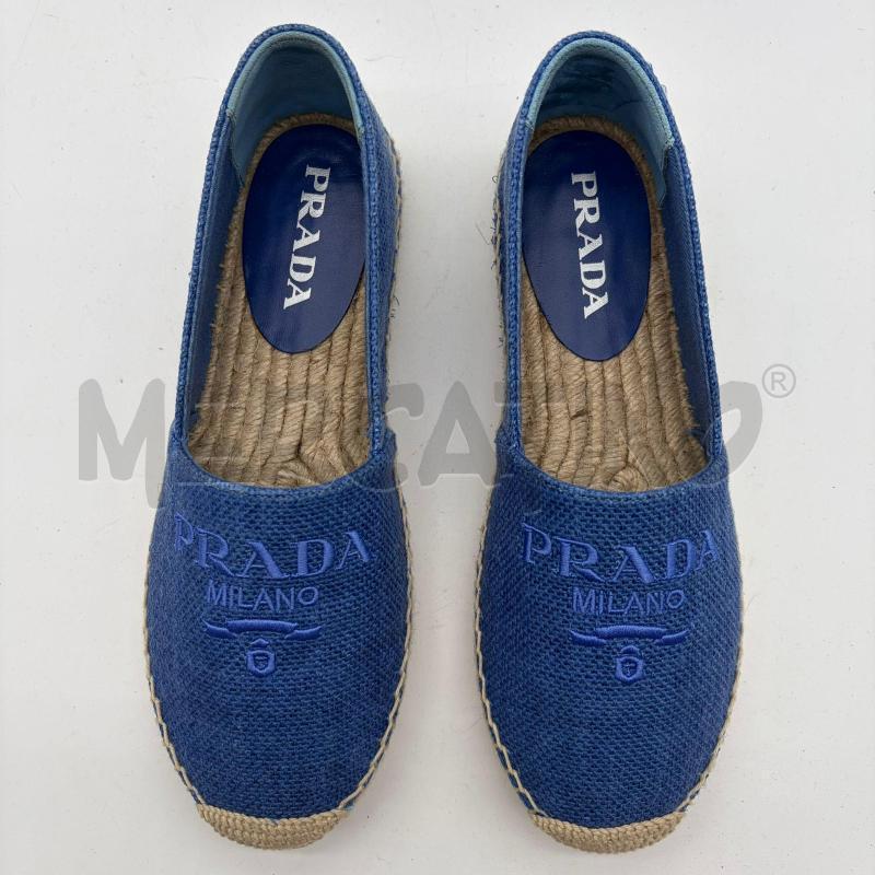 ESPADRILLAS DONNA PRADA AZZURRO LINO LOGO CUC | Mercatino dell'Usato Corbetta 3