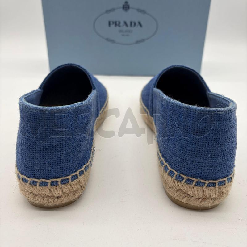 ESPADRILLAS DONNA PRADA AZZURRO LINO LOGO CUC | Mercatino dell'Usato Corbetta 4