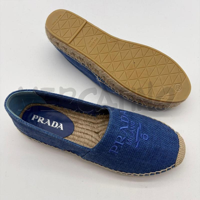 ESPADRILLAS DONNA PRADA AZZURRO LINO LOGO CUC | Mercatino dell'Usato Corbetta 5