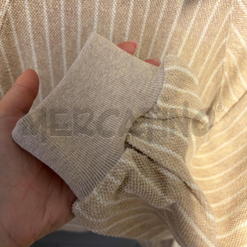 FELPA DONNA ELEVENTY RIGHE BEIGE CHIARO/SCURO LAME' TASCHE LAT | Mercatino dell'Usato Corbetta 3