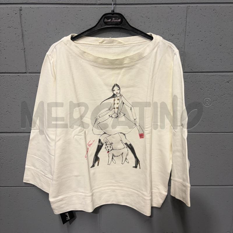 FELPA DONNA ELISABETTA FRANCHI PANNA OVER DISEGNO DONNA CANE | Mercatino dell'Usato Corbetta 1