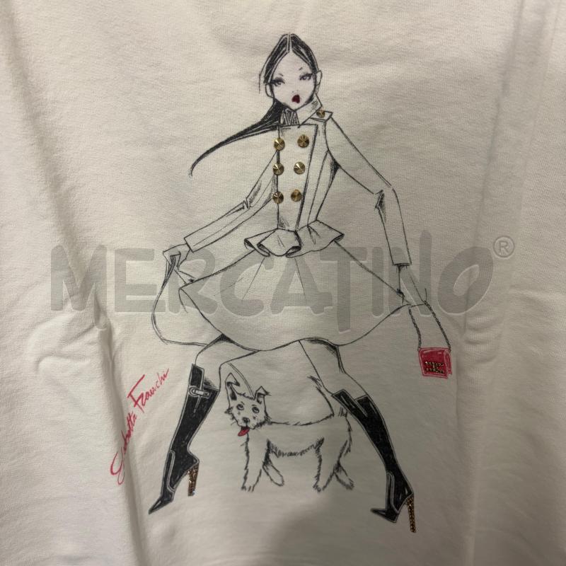FELPA DONNA ELISABETTA FRANCHI PANNA OVER DISEGNO DONNA CANE | Mercatino dell'Usato Corbetta 3