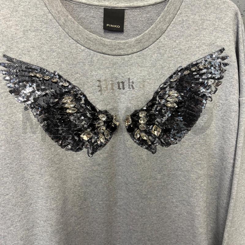 FELPA DONNA PINKO GRIGIO ALI PAIETTES STRASS | Mercatino dell'Usato Corbetta 2