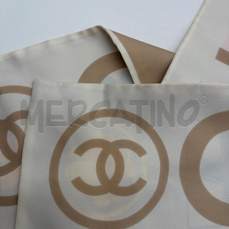 FOULARD CHANEL STRISCIA ECRU/BIANCO SIMBOLI | Mercatino dell'Usato Corbetta 4