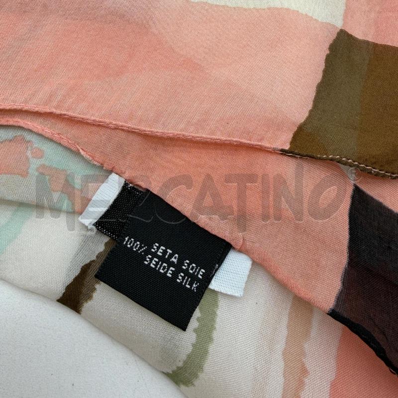 FOULARD MOSCHINO SETA FIORI ROSA/AZZ BORDO RIQUADRI | Mercatino dell'Usato Corbetta 2
