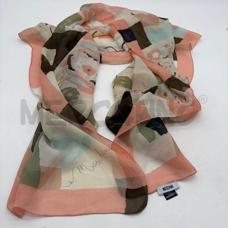FOULARD MOSCHINO SETA FIORI ROSA/AZZ BORDO RIQUADRI | Mercatino dell'Usato Corbetta 3
