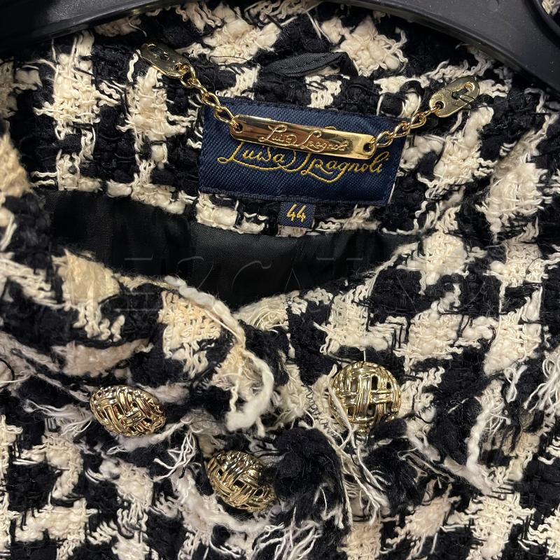 GIACCA DONNA LUISA SPAGNOLI PIEDEPOULE PANNA/NERO BORDI SFILATO | Mercatino dell'Usato Corbetta 2