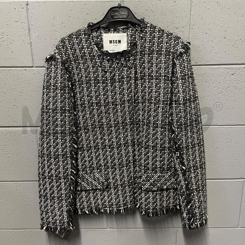 GIACCA DONNA MSGM TWEED GRIGIO/NERO | Mercatino dell'Usato Corbetta 1