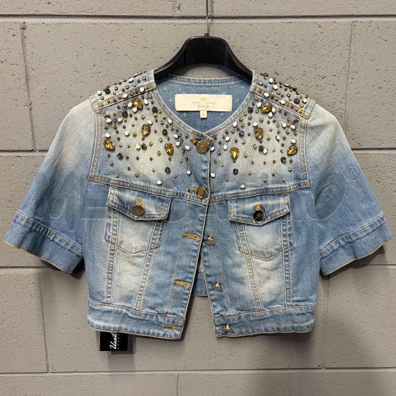 GIUBBINO DONNA ELISABETTA FRANCHI M/M JEANS CROP STRASS | Mercatino dell'Usato Corbetta 1