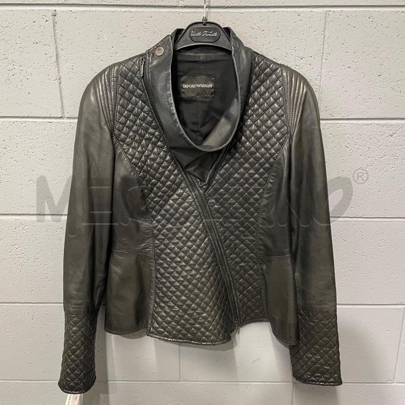 GIUBBINO DONNA EMPORIO ARMANI NERO PELLE INS TRAPUNTATO ZIP OBLIQUA | Mercatino dell'Usato Corbetta 1