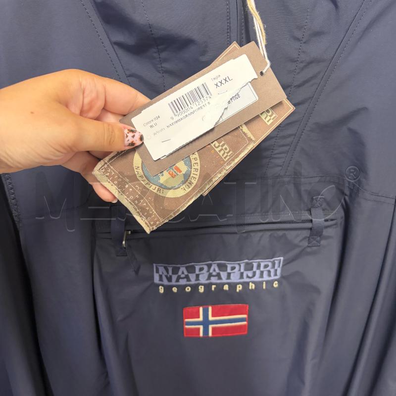 GIUBBINO UOMO NAPAPIJRI BLU SCRITTA LOGO AZZ ZIP LATO | Mercatino dell'Usato Corbetta 2