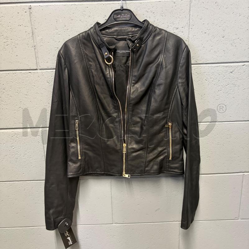 GIUBBOTTO DONNA ATOS LOMBARDINI NERO PELLE HARDWARE DORATI ZIP | Mercatino dell'Usato Corbetta 1