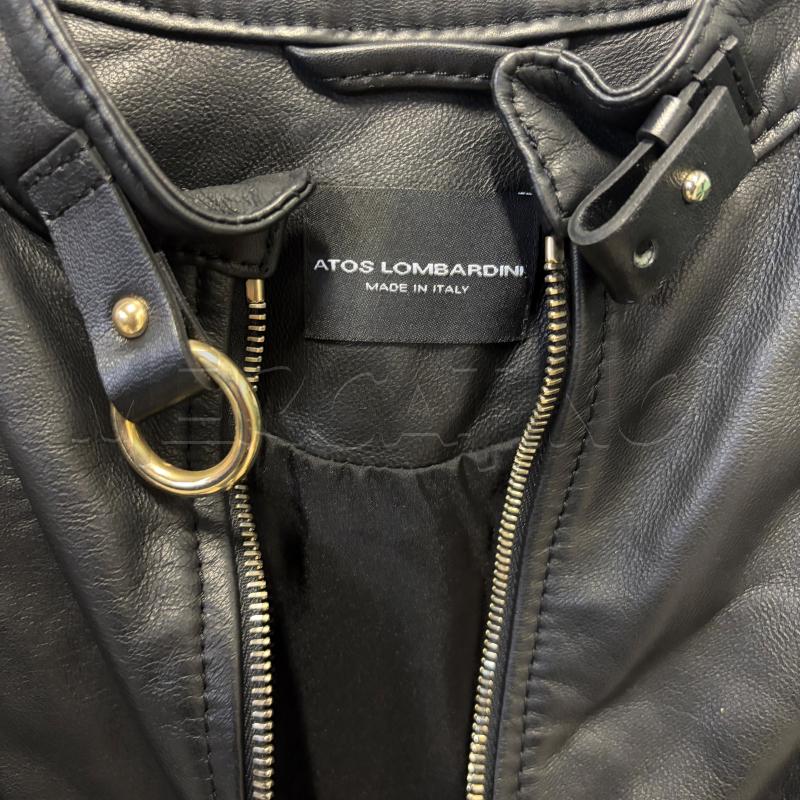 GIUBBOTTO DONNA ATOS LOMBARDINI NERO PELLE HARDWARE DORATI ZIP | Mercatino dell'Usato Corbetta 2