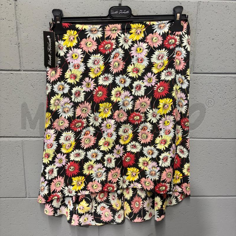 GONNA BLUMARINE NERO SETA FIORI COLORATI | Mercatino dell'Usato Corbetta 1