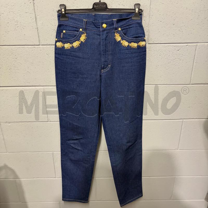 JEANS DONNA ESCADA SCURO RICAMO ELEFANTI DORATI PERLINE | Mercatino dell'Usato Corbetta 1