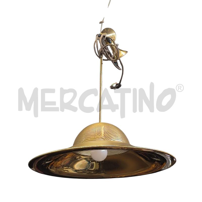 LAMPADARIO IN OTTONE ANNI 60 CUPOLA A RETE  | Mercatino dell'Usato Corbetta 1