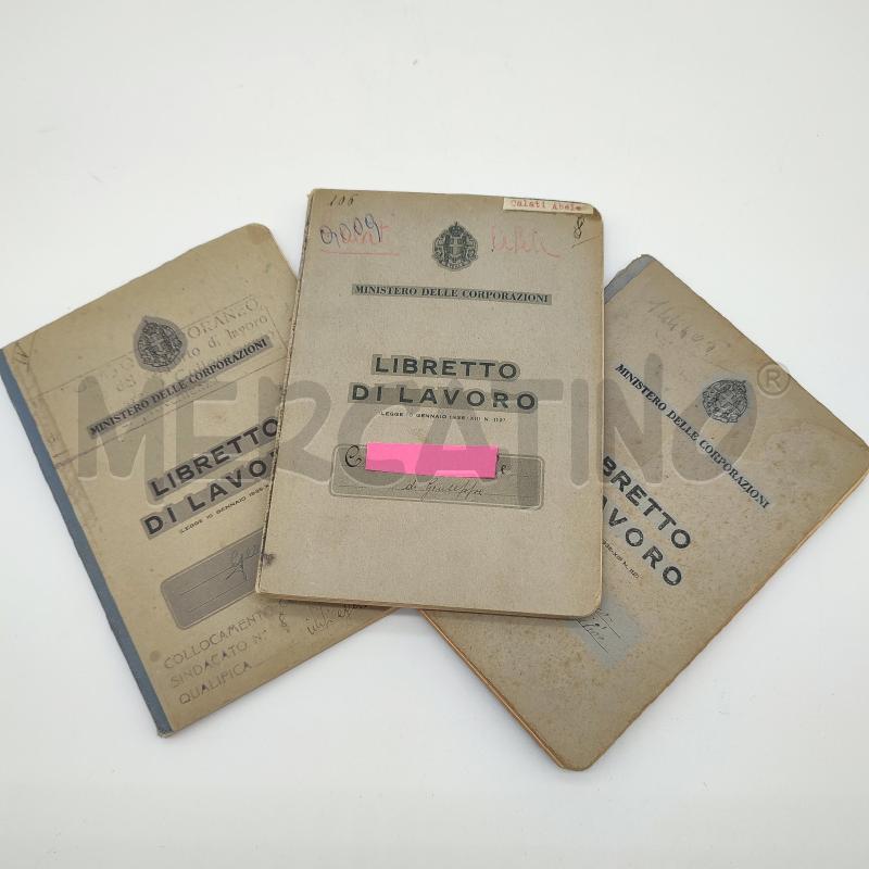 LIBRETTI DI LAVORO ANNI 40 3PZ | Mercatino dell'Usato Corbetta 1