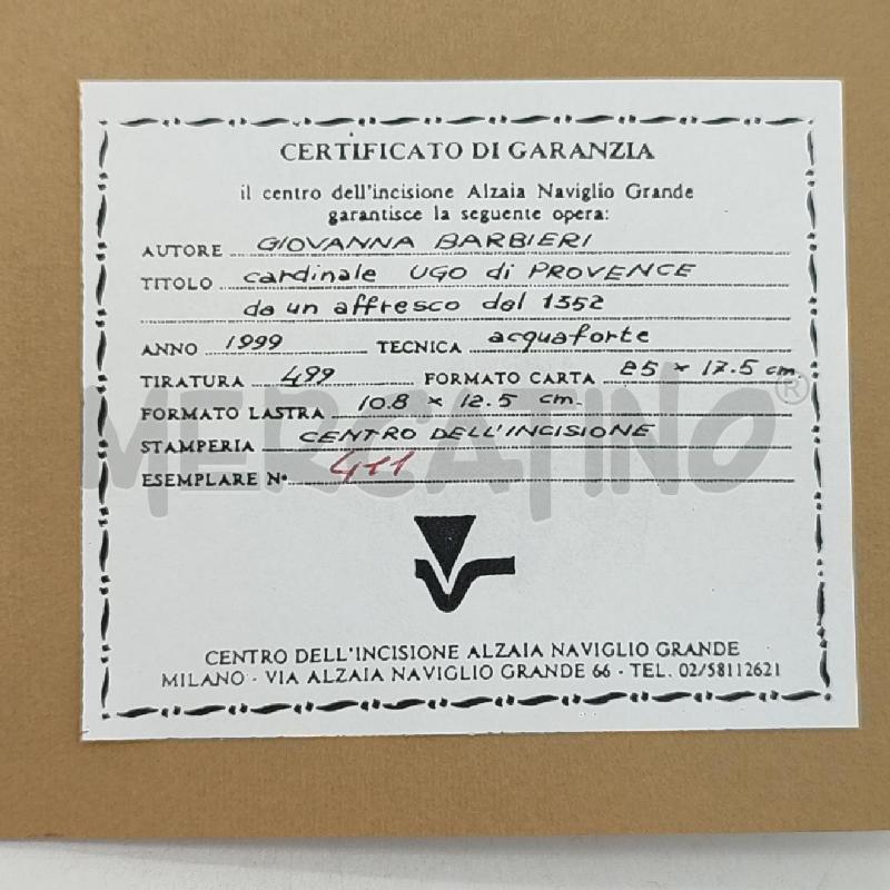 LITOGRAFIA G BARBIERI 1999 CARDINALE UGO DI PROVENCE | Mercatino dell'Usato Corbetta 2