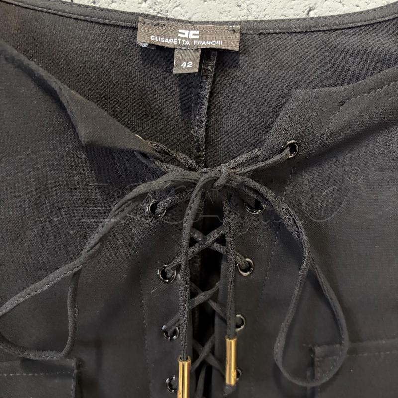 MAGLIA DONNA ELISABETTA FRANCHI NERO VELATA LACCI INCROCIATI SCOLLO | Mercatino dell'Usato Corbetta 2