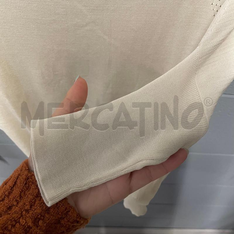 MAGLIA DONNA ELISABETTA FRANCHI PANNA SETA STRISCE LOGO TRAF | Mercatino dell'Usato Corbetta 3