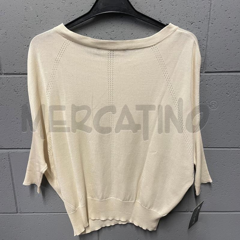 MAGLIA DONNA ELISABETTA FRANCHI PANNA SETA STRISCE LOGO TRAF | Mercatino dell'Usato Corbetta 4