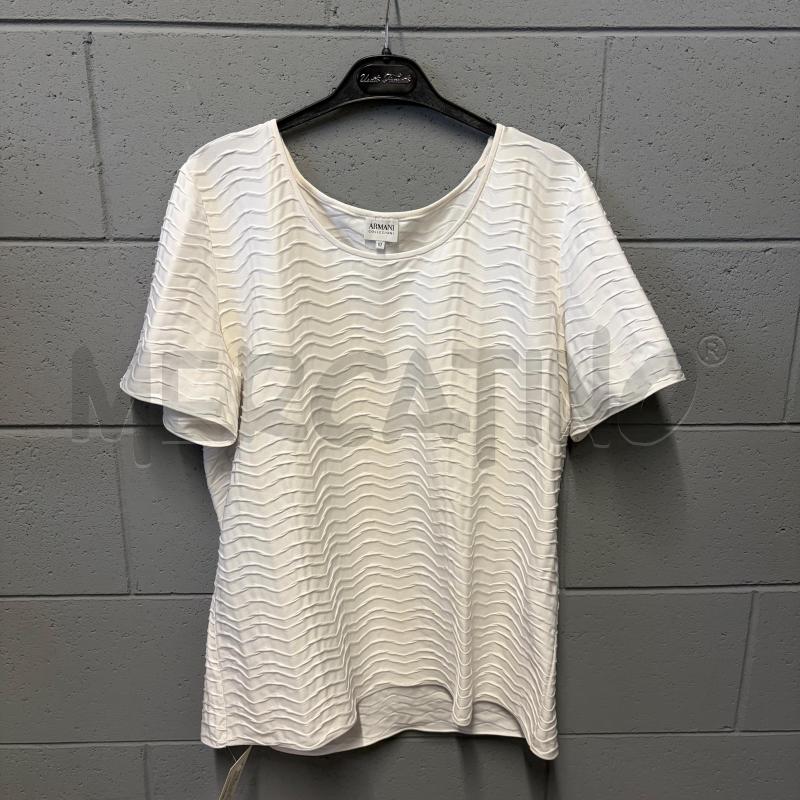 MAGLIETTA DONNA ARMANI COLLEZIONI BIANCO ZIG ZAG RILIEVO | Mercatino dell'Usato Corbetta 1
