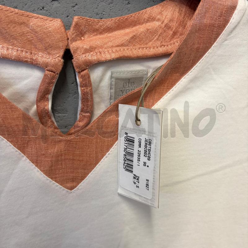MAGLIETTA DONNA ELEVENTY SCOLLO V BORDO ARANCIO LAME ARGENTATO | Mercatino dell'Usato Corbetta 2