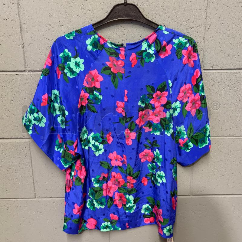 MAGLIETTA DONNA ESSENTIEL ANTWERP BLU FIORI FUCSIA POIS RASO SETA | Mercatino dell'Usato Corbetta 3