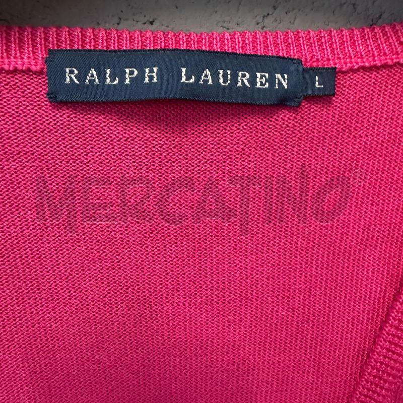 MAGLIONCINO DONNA RALPH LAUREN FUCSIA SCOLLO V LOGO ARANCIO | Mercatino dell'Usato Corbetta 2