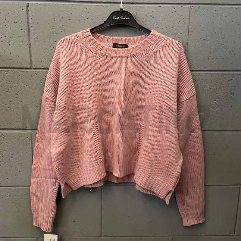 MAGLIONE DONNA CAPPELLINI ROSA MISTO LANA MERINO CACHEMERE CROCHET  | Mercatino dell'Usato Corbetta 1