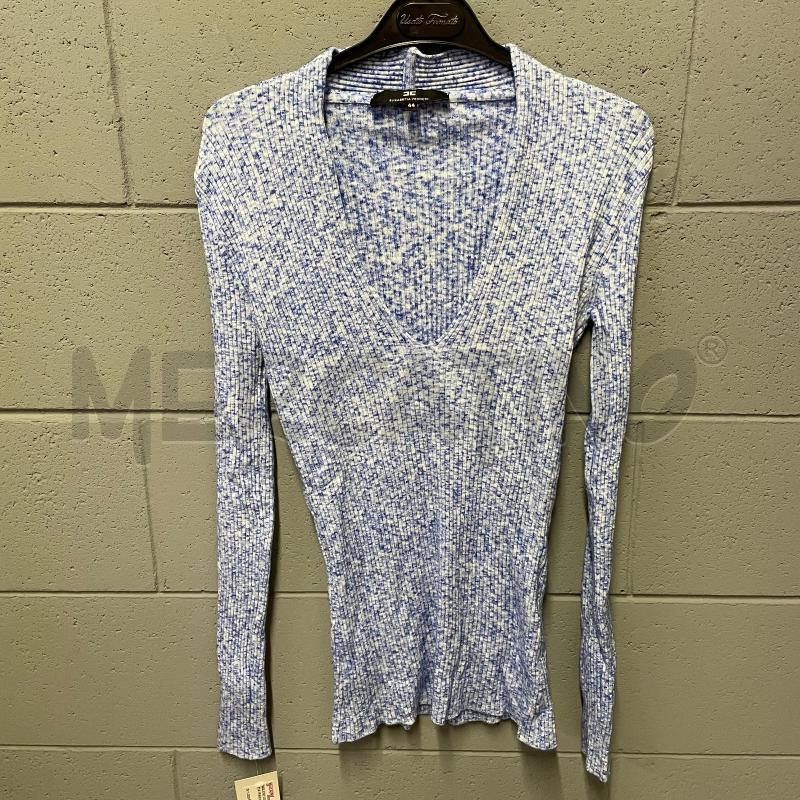 MAGLIONE DONNA ELISABETTA FRANCHI COSTINE BLU MELANGE BIANCO | Mercatino dell'Usato Corbetta 1