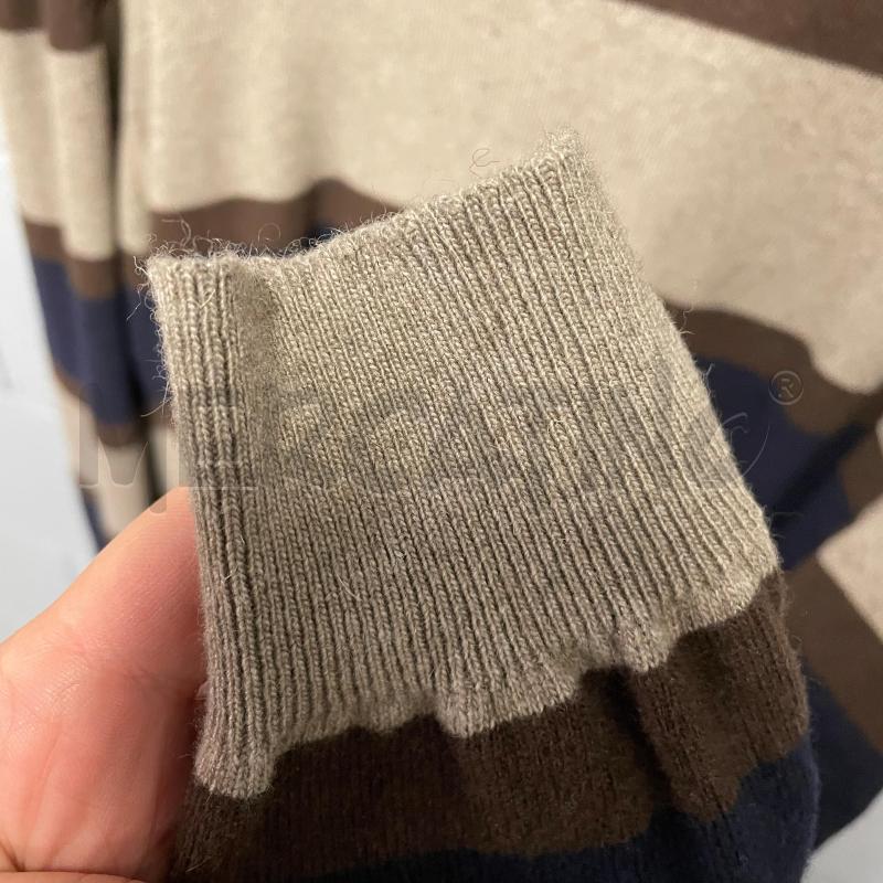 MAGLIONE UOMO GALLO STRISCE TORTORA/MARRONE/BLU LANA | Mercatino dell'Usato Corbetta 3