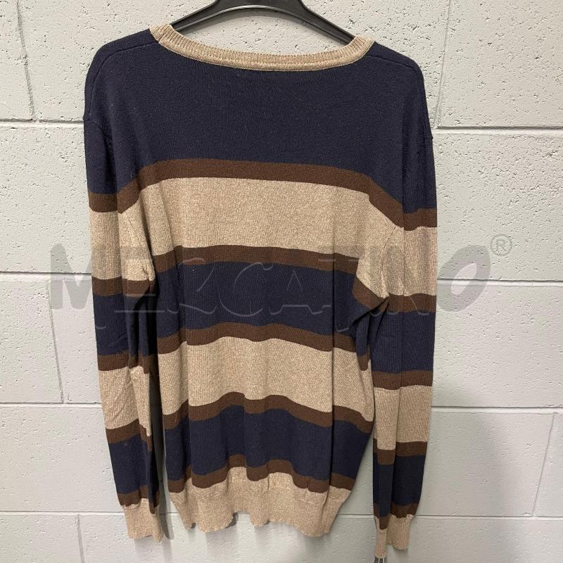 MAGLIONE UOMO GALLO STRISCE TORTORA/MARRONE/BLU LANA | Mercatino dell'Usato Corbetta 4