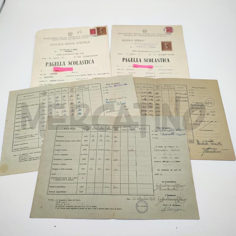 PAGELLE SCOLASTICHE ANNI 40/50 | Mercatino dell'Usato Corbetta 1
