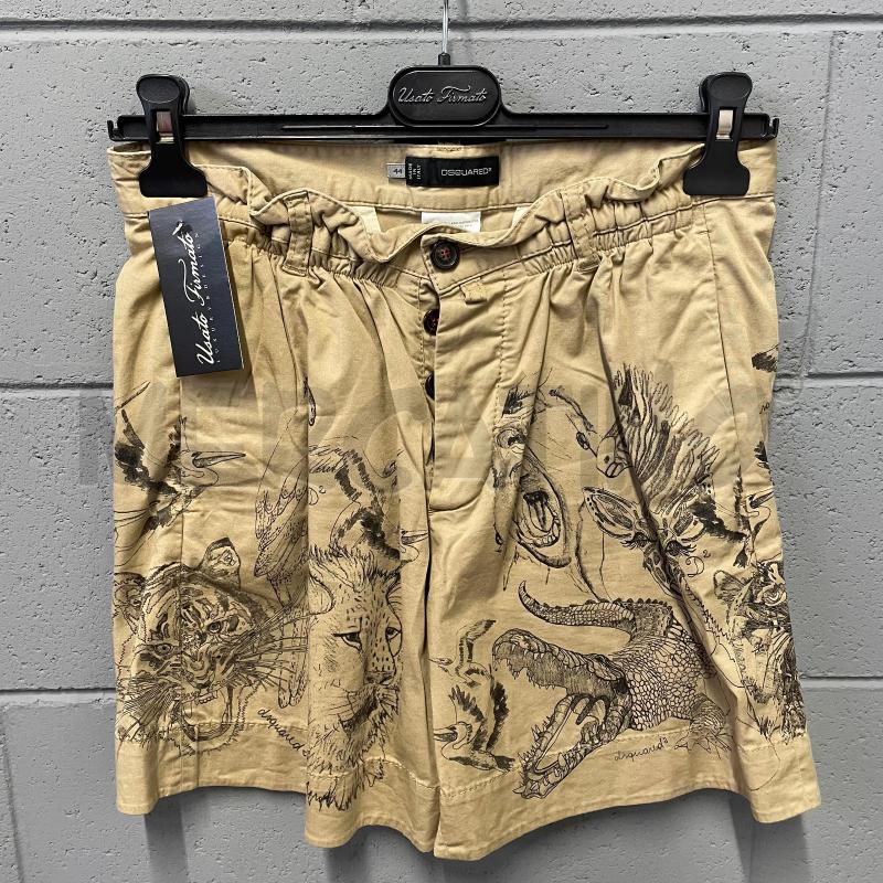 PANTALONCINO DONNA DSQUARED2 BEIGE DISEGNO ANIMALI SAVANA | Mercatino dell'Usato Corbetta 1