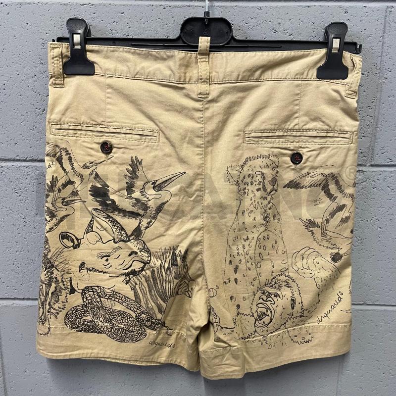 PANTALONCINO DONNA DSQUARED2 BEIGE DISEGNO ANIMALI SAVANA | Mercatino dell'Usato Corbetta 4