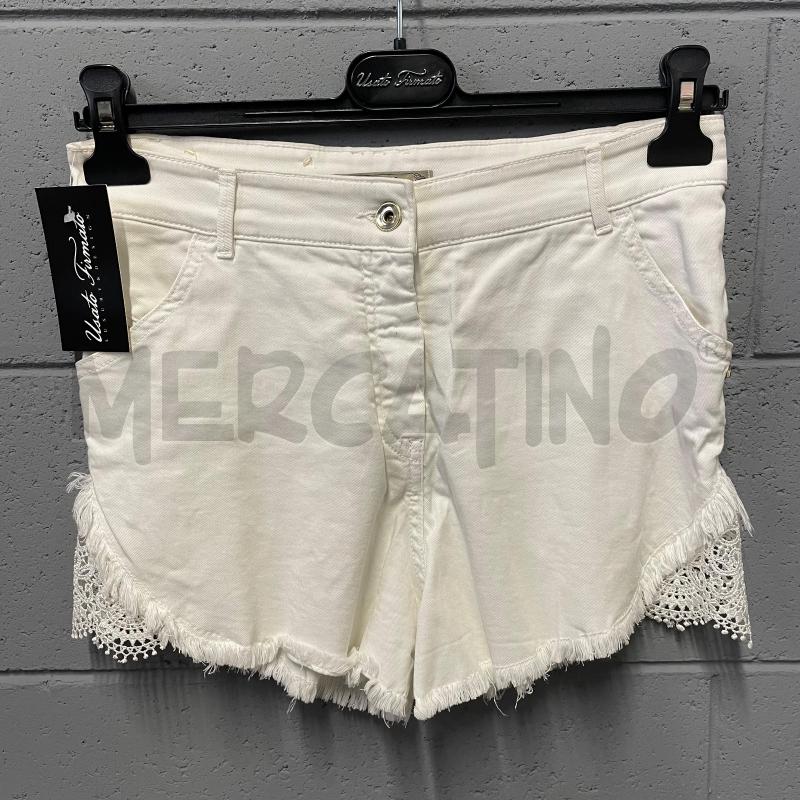 PANTALONCINO DONNA PATRIZIA PEPE BIANCO FONDO PIZZO LATI | Mercatino dell'Usato Corbetta 1