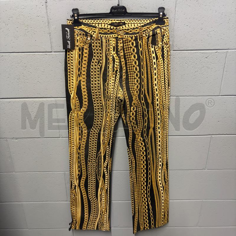 PANTALONE DONNA ROBERTO CAVALLI NERO CATENE DORATE DENIM | Mercatino dell'Usato Corbetta 1
