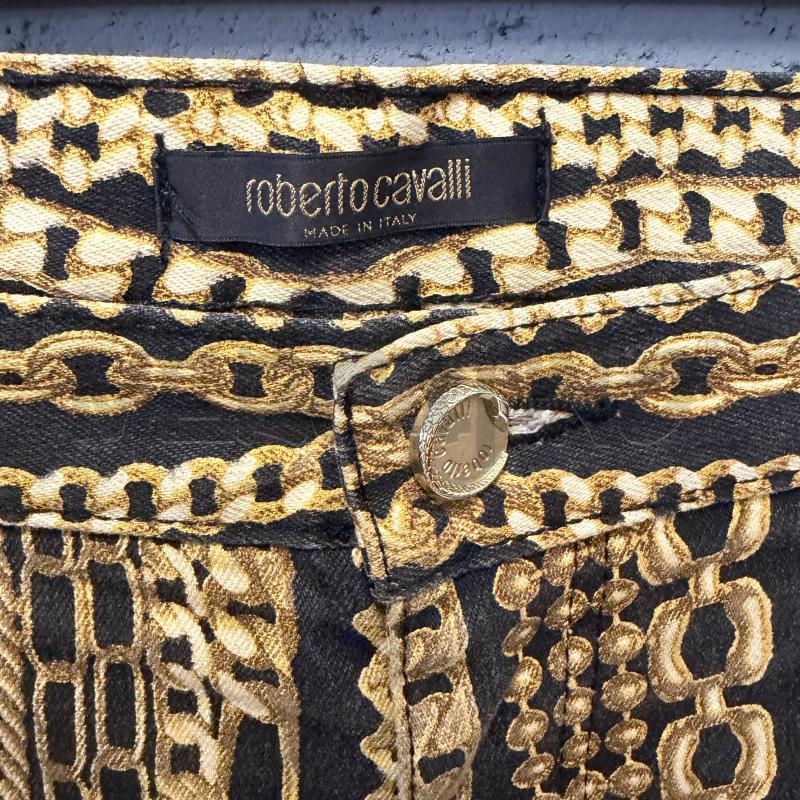 PANTALONE DONNA ROBERTO CAVALLI NERO CATENE DORATE DENIM | Mercatino dell'Usato Corbetta 2