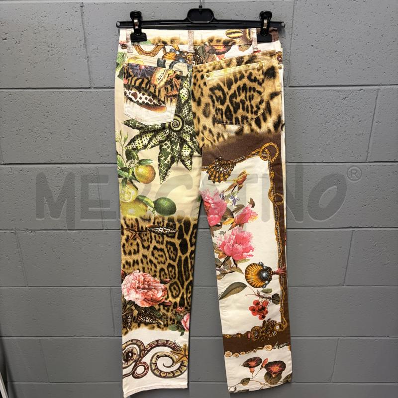 PANTALONE DONNA ROBERTO CAVALLI SERPENTI CONCHIGLIE FIORI INS LEOP  | Mercatino dell'Usato Corbetta 3