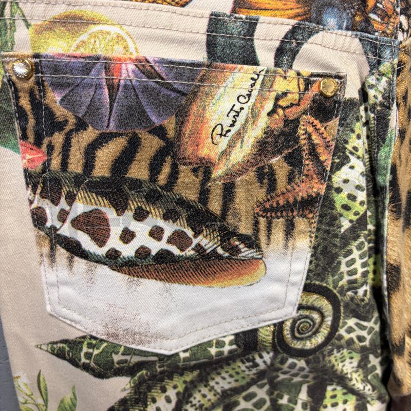 PANTALONE DONNA ROBERTO CAVALLI SERPENTI CONCHIGLIE FIORI INS LEOP  | Mercatino dell'Usato Corbetta 4